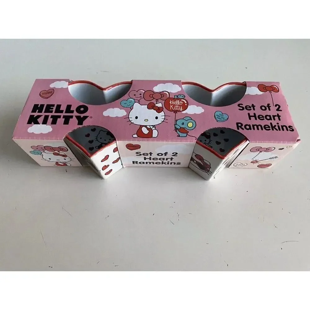 Set‎ Of 2 Sanrio Hello Kitty Valentine Heart Shaped Ramekins Love Sunglasses NEW